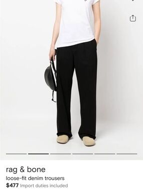 Rag & Bone 28 black wide leg raw hem jeans